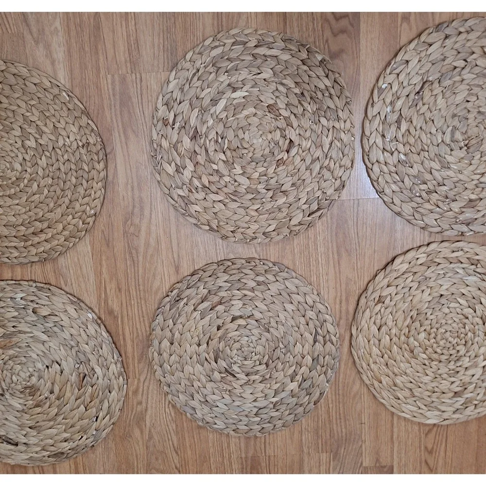 6 Braided Natural Wicker Water Hyacinth Placemats 15